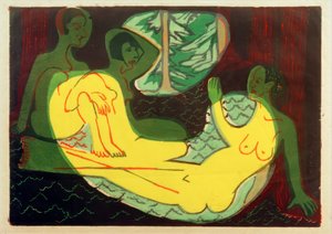 E.L.Kirchner, Drie naakten in het bos door Ernst Ludwig Kirchner